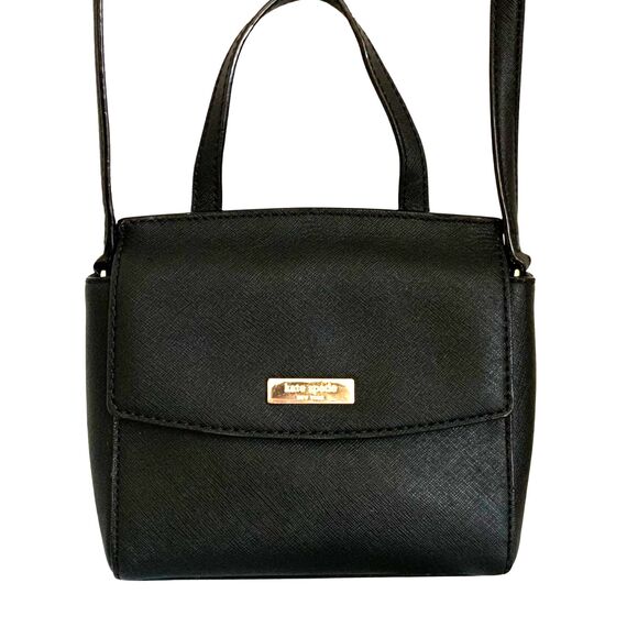 Kate Spade Black Leather Mini Flap Satchel/ Crossbody - Picture 3 of 13